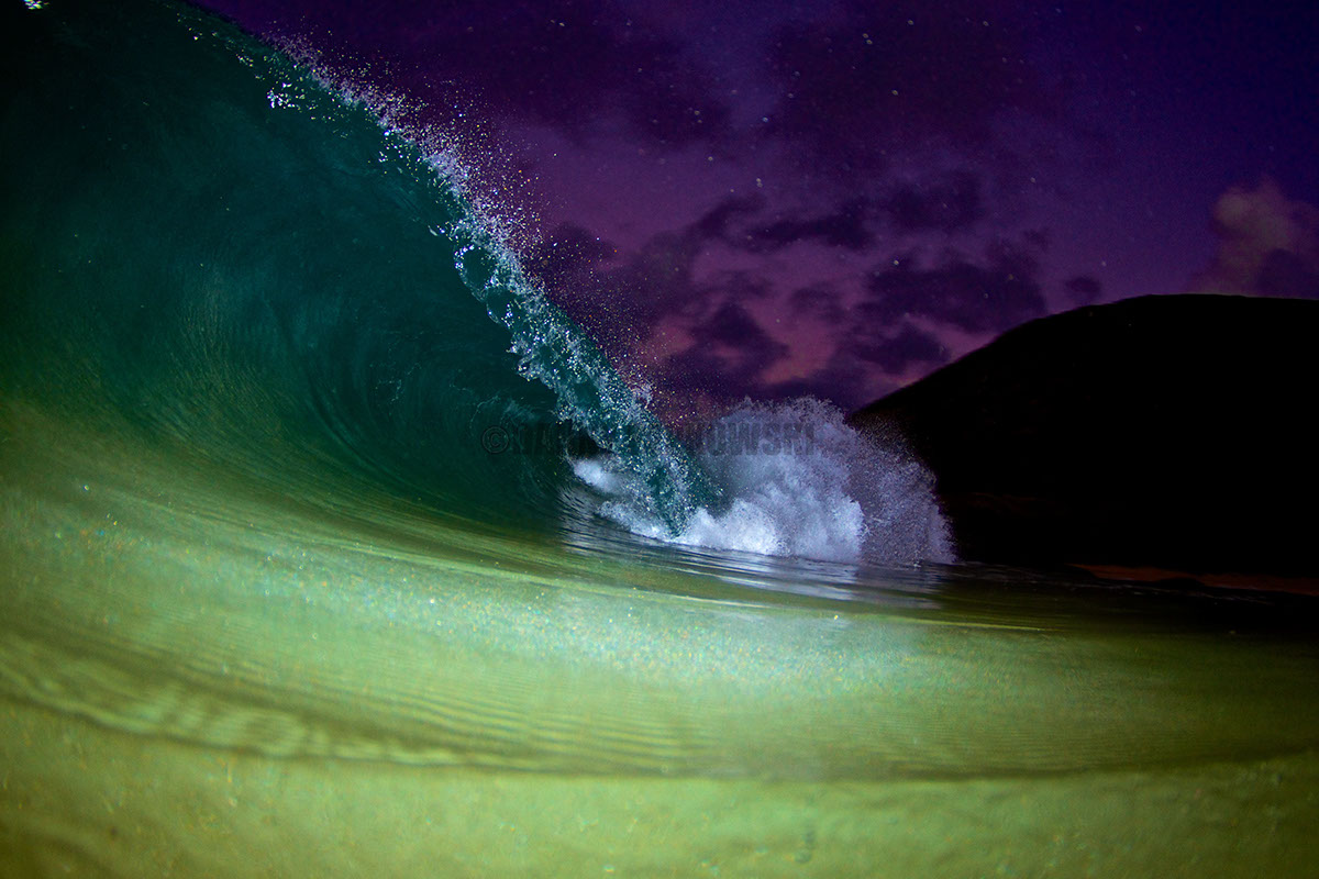 HAWAII Ocean underwater wave prints canvas Flash art photos Surf night shots creative adventure abstract