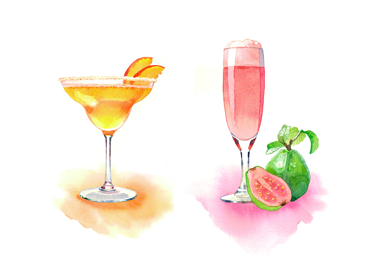 cocktail beverage drink watercolor aquarelle