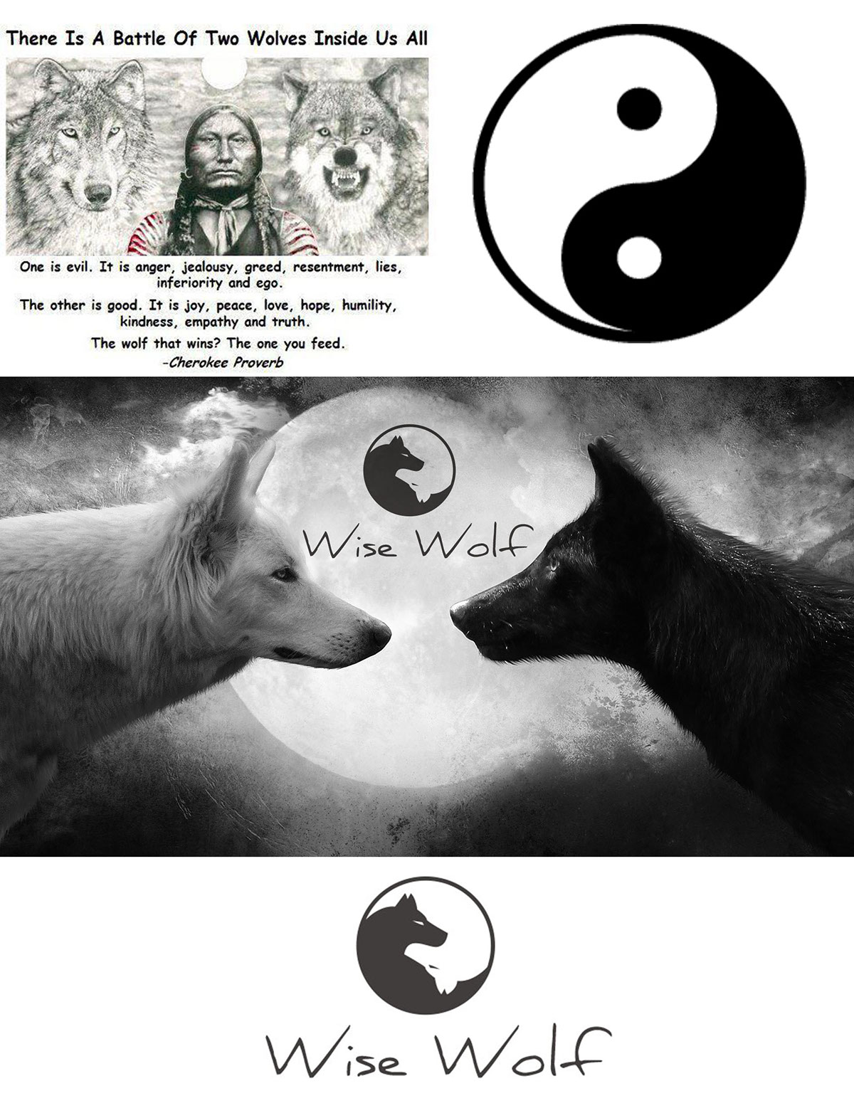 Logo Design vector logo wise wolf wolf wolves wild Yin and yang indian quote sell