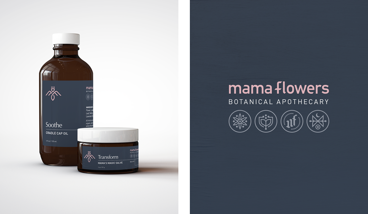 brand identity Packaging Collateral product design  social media MAMA FLOWERS 4MIGA Luis da Silva logo iconography