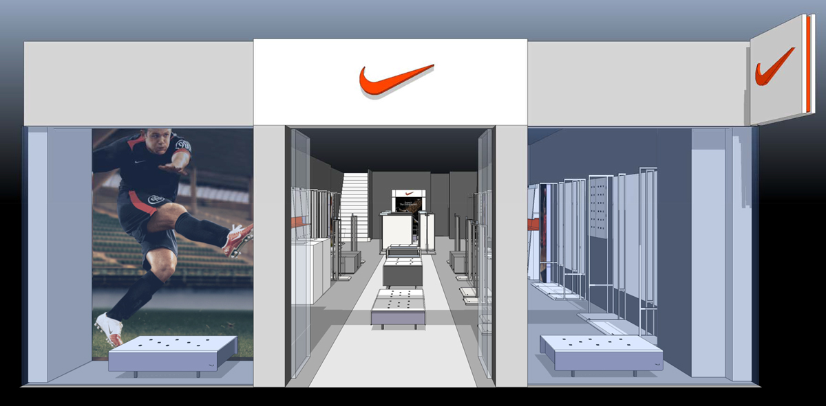 3d render  planning Nike Layout merchandising Visual Merchandising computer graphics presentation shoplayout floorpan