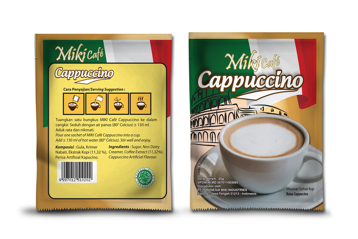 Miki cafe cappuccino Cappuccino instant cappuccino packaging INSTANT COFFEE PACKAGING