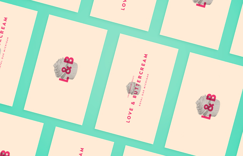 bakery design graphic Business Cards Website pastel bright teal cupcakes cake Sweets box cookies letterhead stationary
