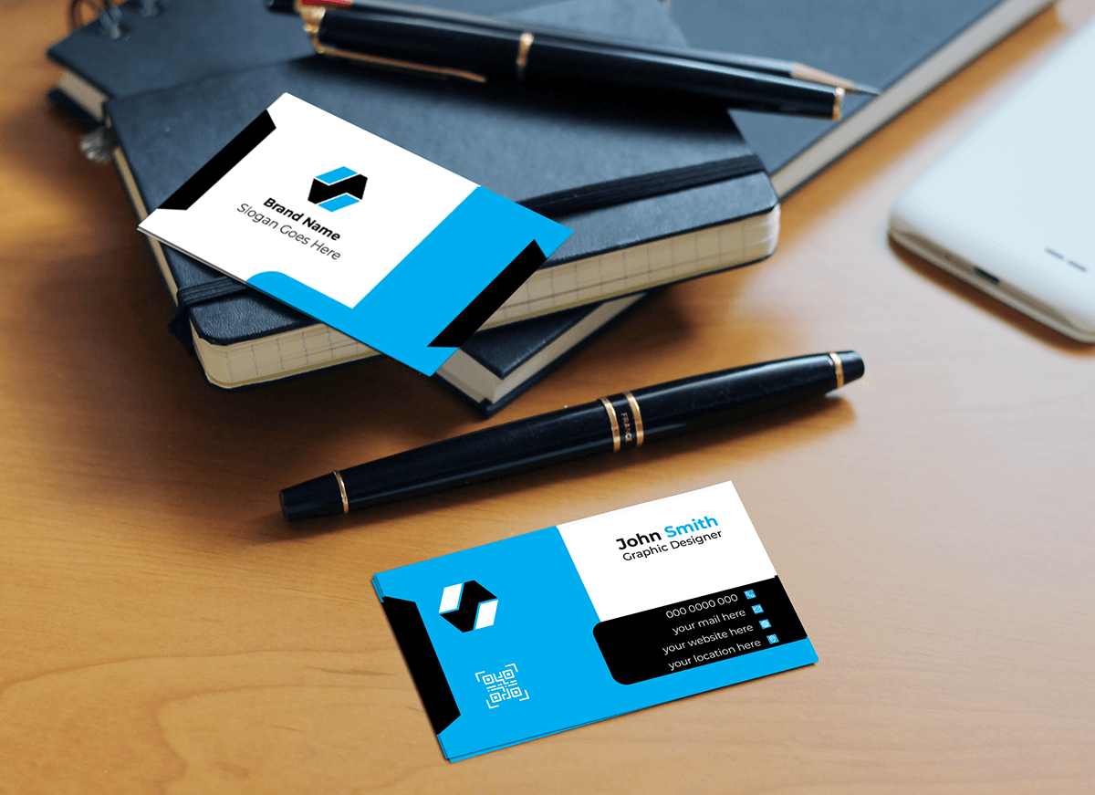 business card clean corporate depth field Mockup modern objects of