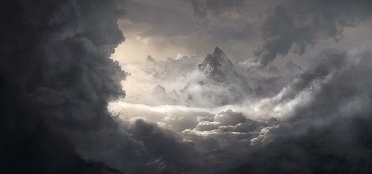 kingdom of heaven clouds epic storm mountains SKY Practice quick DMP Matte Painting