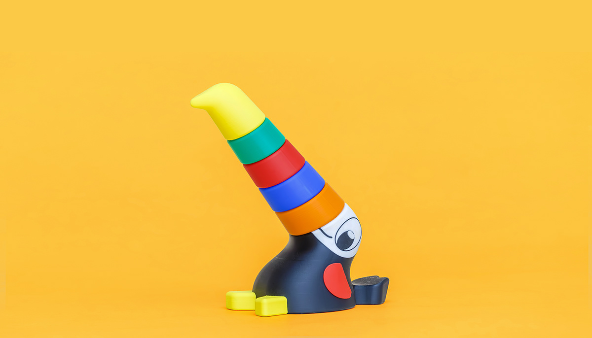 toy educational animal figure stacking 3D 3d printing concept toucan