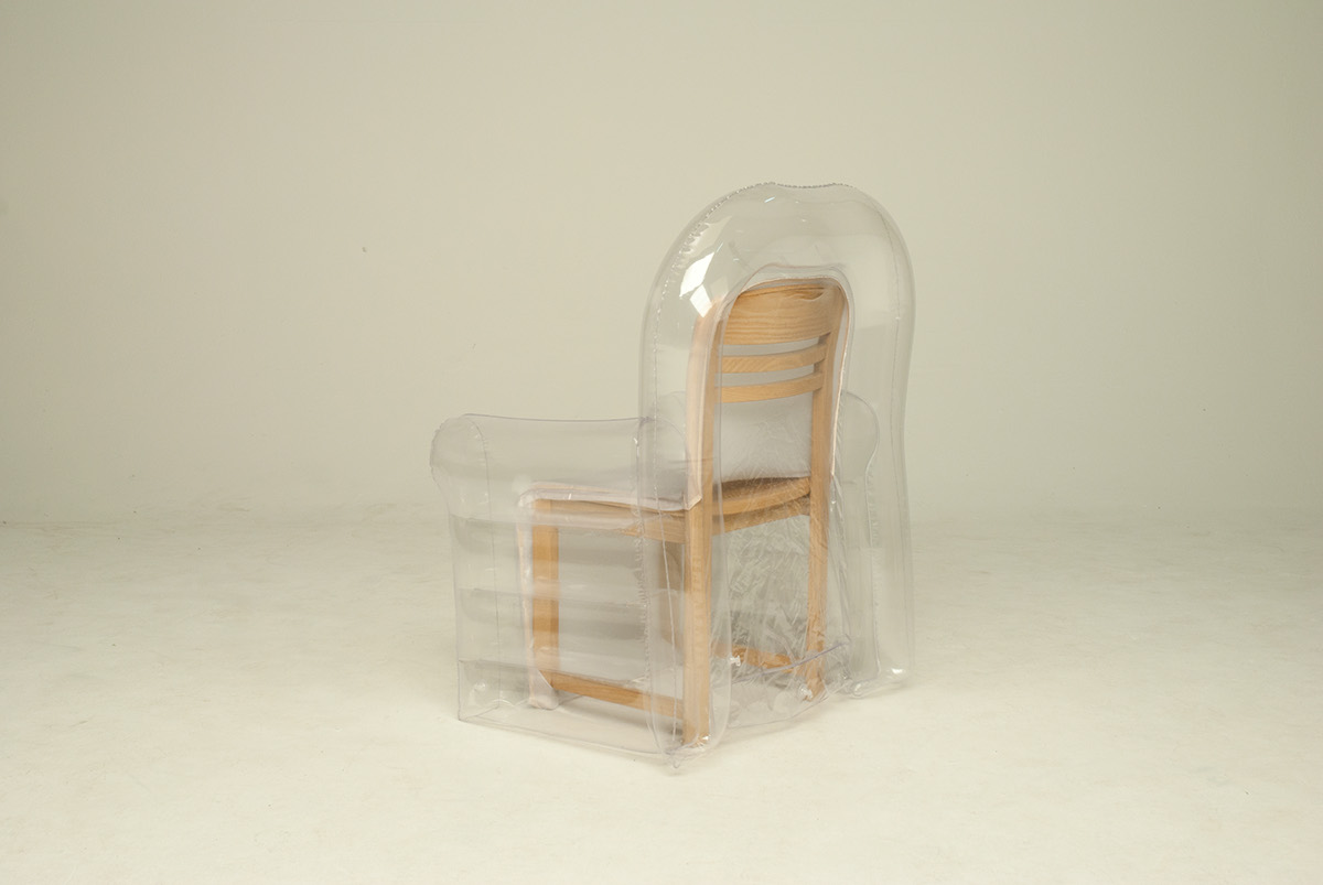 past cover chair  armchair transparent inflatable time