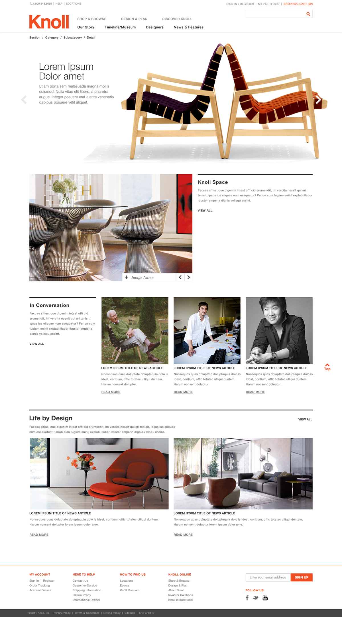 knoll furniture Ecommerce Web Web Design 