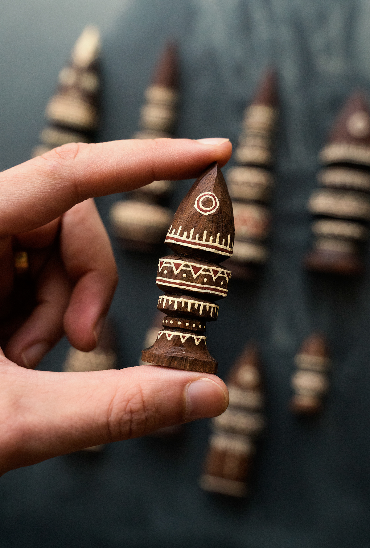 Totem sculpture handmade art tribal pattern Ethnic object concept shapes