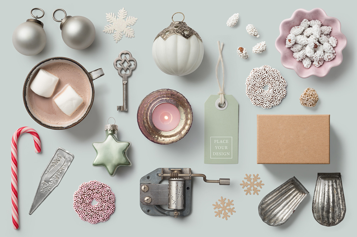 Christmas scene Mockup mock-up holidays showcase Photography  isolated items branding  design resource