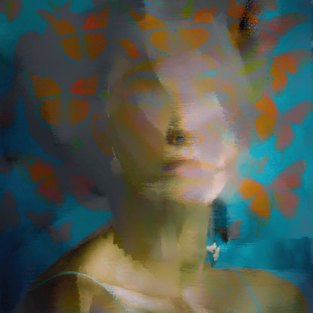 woman with butterflies 