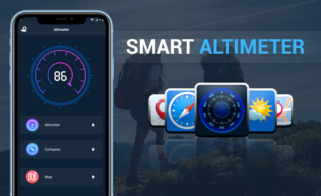 Altimeter Altitude app design application compass map Mobile app mountain UI/UX ux