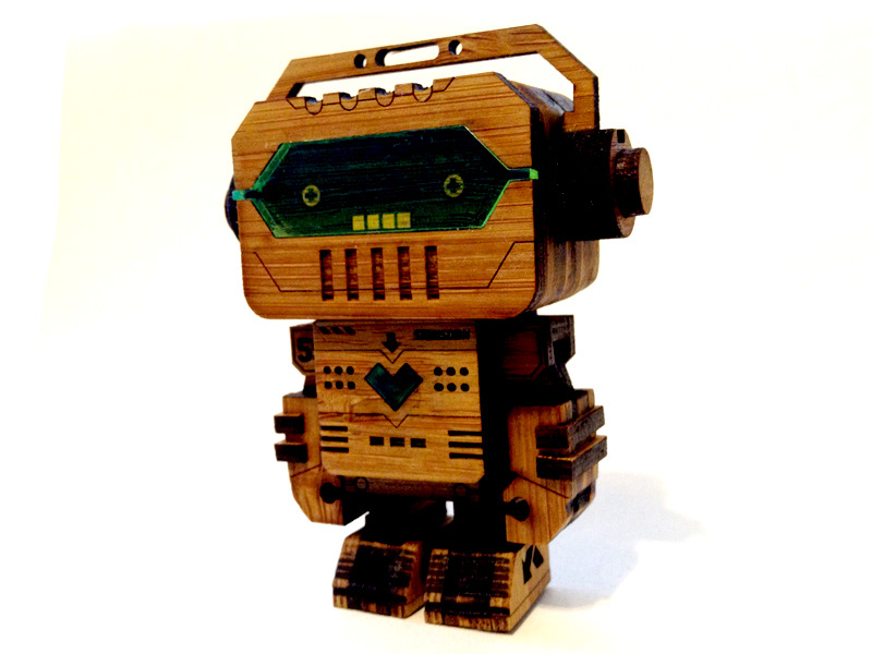 toy  robot  character 3D product bamboo  handmade