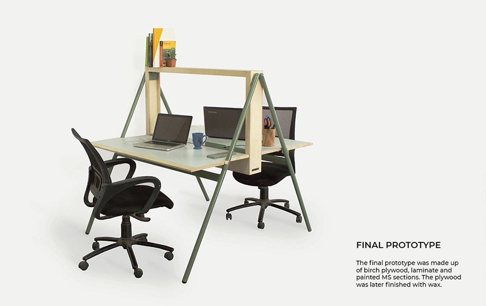 desk workstation co-working plywood metal minimal furniture product design space management