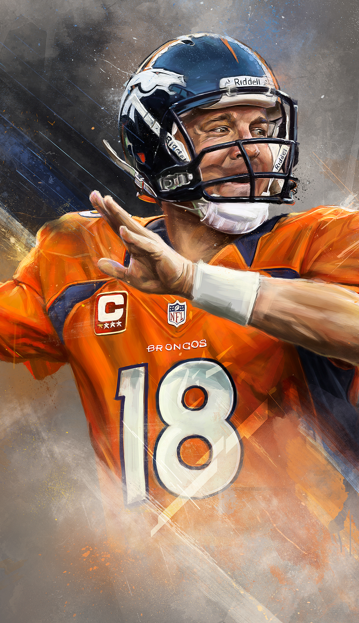 nfl football digital painting oil sports art Peyton Manning denver broncos superbowl