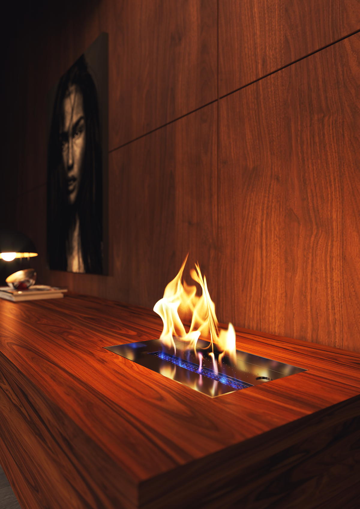 CoronaRender  3dsmax CGI Render architecture Interior fireplace wood corona design