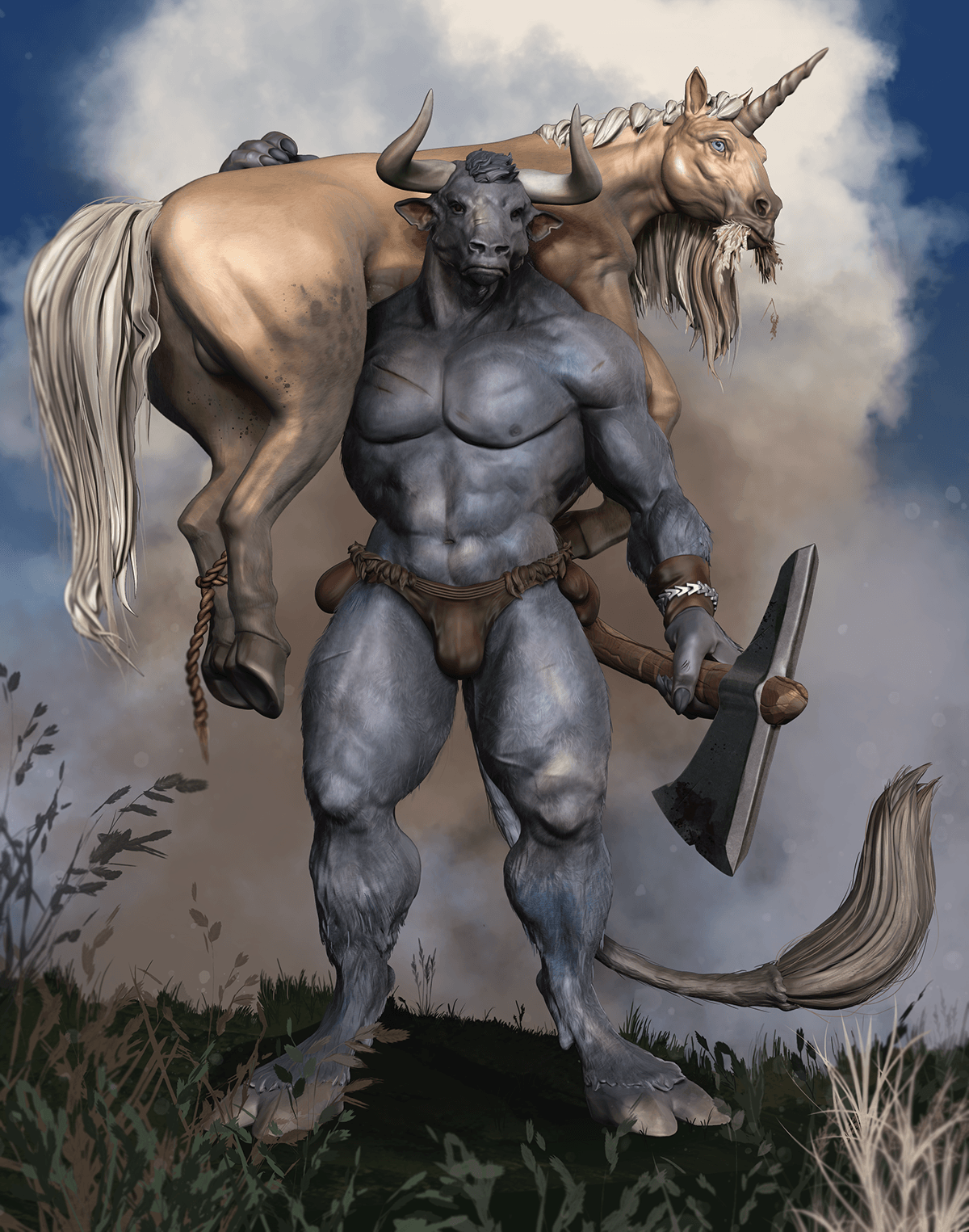 minotaur unicorn horse fantasy Character design  Digital Art  artwork artist cartoon