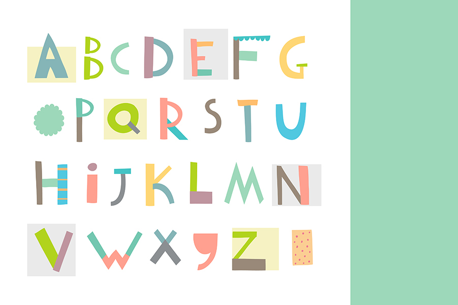 letters alphabet Flying vector set teen hand drawn numbers children natural sweet sign quilt scrapbook element