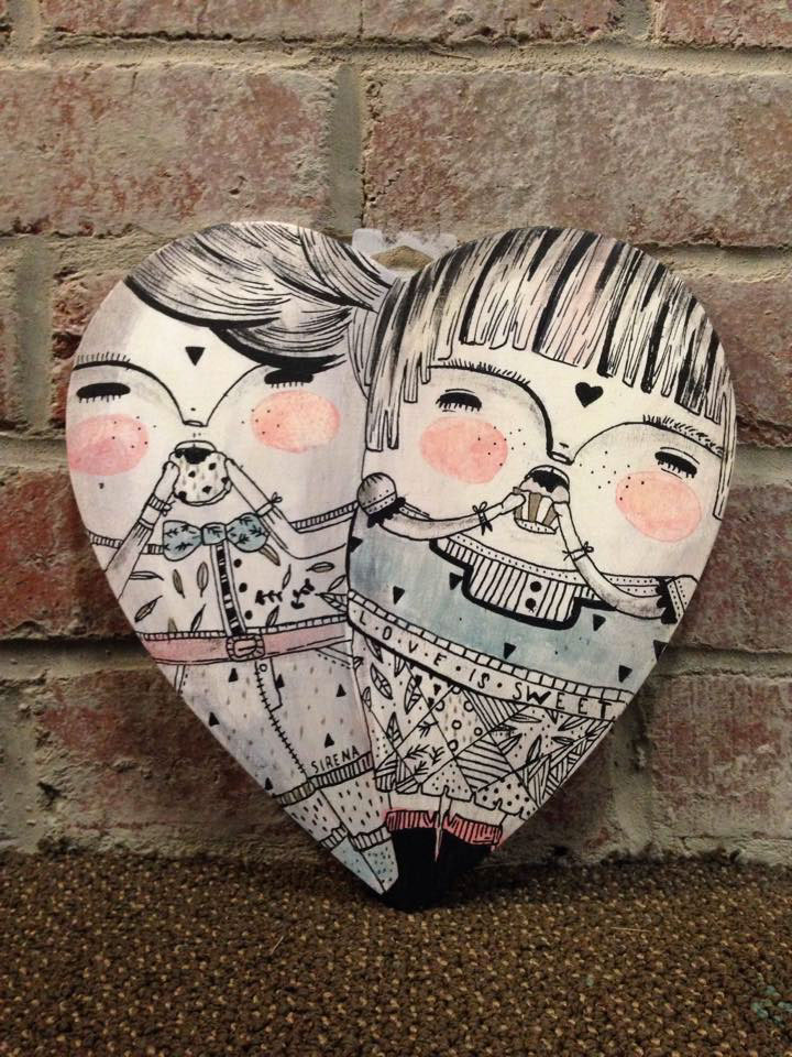 handmade craft crafting Love loveissweet paint wood woodenheart heart naive illustrationonwood