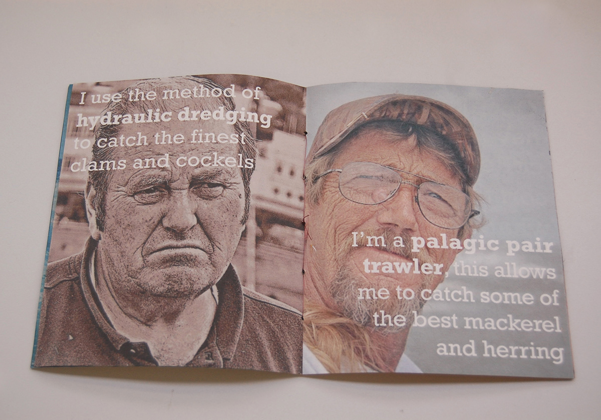 The Fisherman story Screenprinting silkscreen parchment paper leaflet Booklet emotions The Sea journey