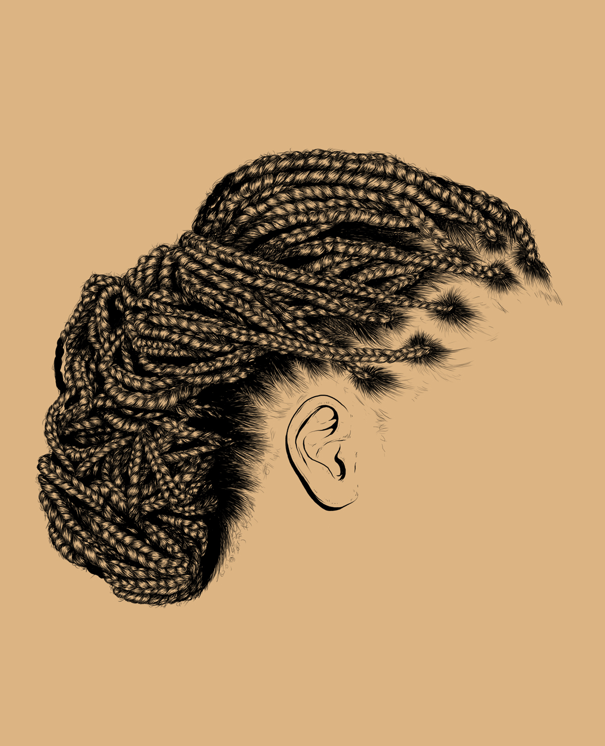 gaks designs gaksdesigns photoshop hair design art Drawing  black wacom ILLUSTRATION 
