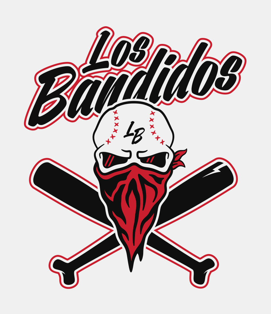 los bandidos baseball skull tshirt silkscreen team logo Bandada  Los bandidos screen print badass