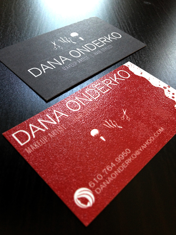 business card  print  marketing  stylist  Makeup  hair  salon design red sans minimal splat blood Icon symbol