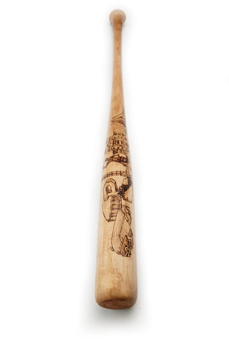 baseball bat notre dame college ohio OU athens woodworking woodburning pyrography campus city panoramic purdue