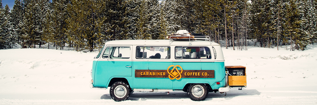 logo identity Coffee Van Colorado winter wood Lasercut screenprint mountain snow stamp