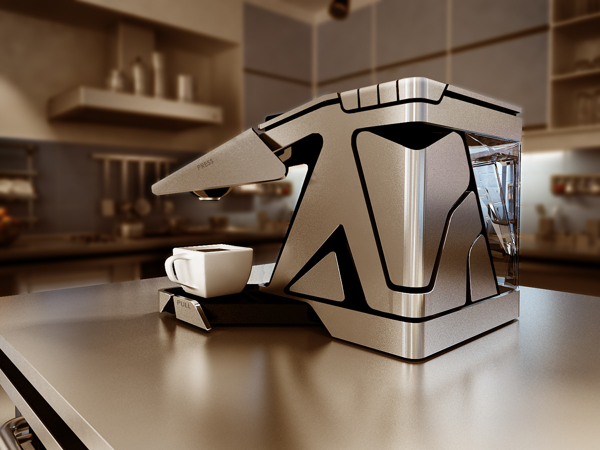 industry 3D 3d modeling 3ds max Coffee Maker Coffee machine Coffee Behance-Russia-Prosite