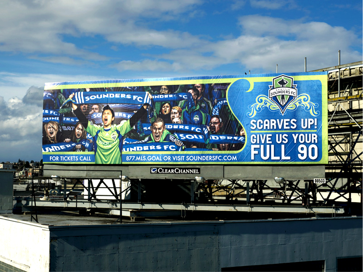 Wexley sports soccer Billboards seattle sounders Guerilla scarves launch full 90 marketing   ads