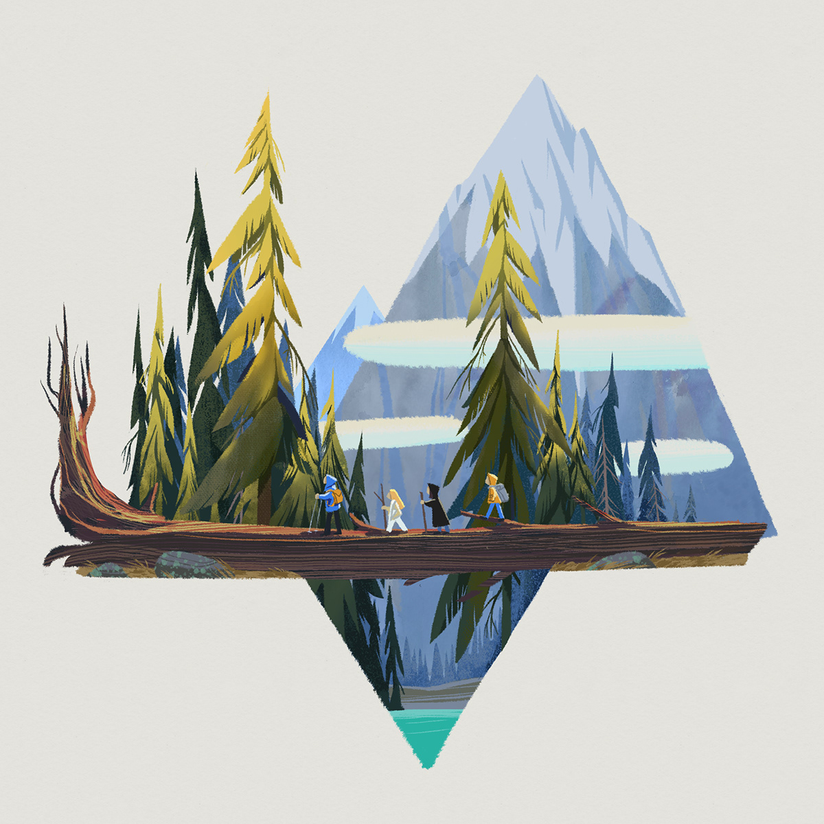 cartoon Character design  Digital Art  friends ILLUSTRATION  mountains Nature Procreate raodtrip adventure
