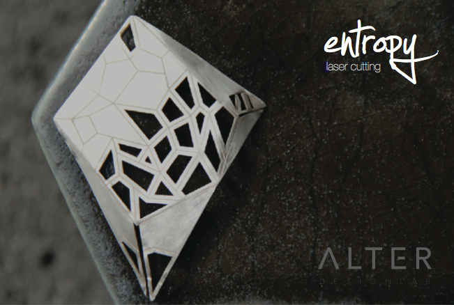 laser cutting silver Entropy corte laser plata earrings aretes