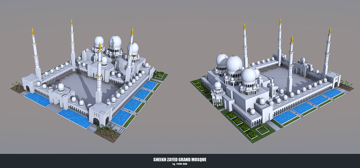 Isometric modeling 3D building dubai Arab emirates android ios Low Poly unity Game Art