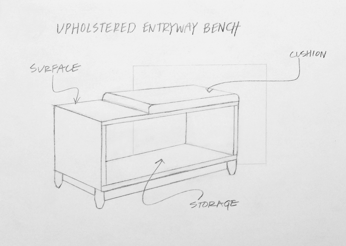 furniture upholstery cam and lock hardware red oak entryway bench RTA risd ayako takase