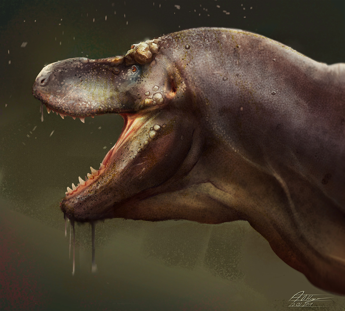 Dinosaur t-rex Digital Art  ILLUSTRATION  natural history forest Prehistory animals painting   Eating 