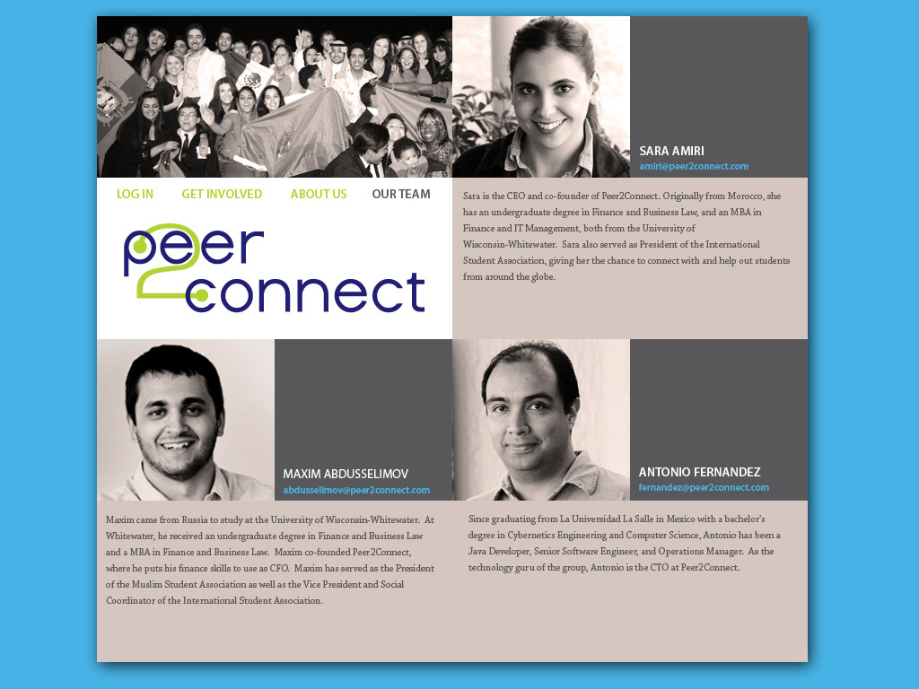 Peer2Connect international student user website informational website