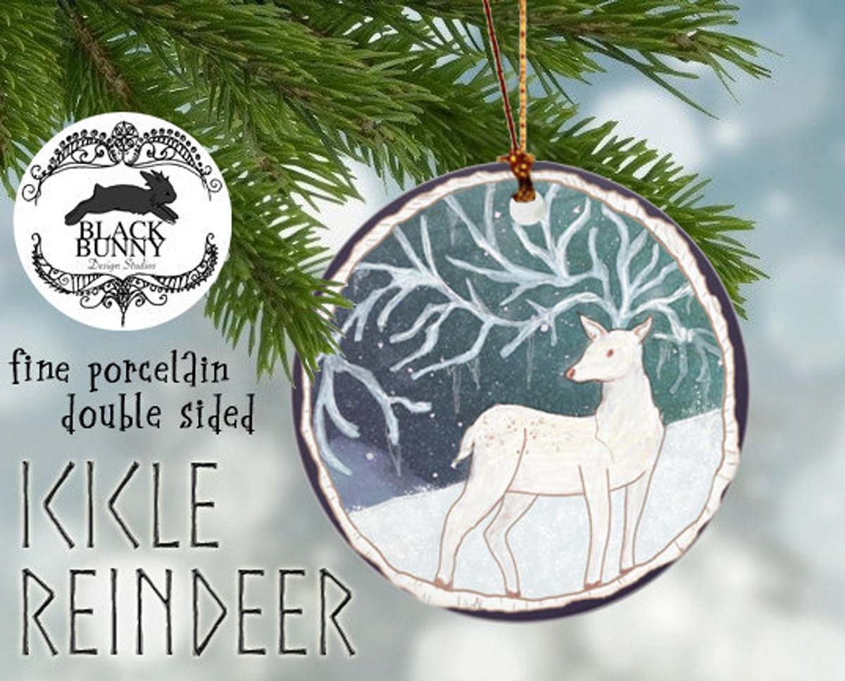 greeting cards christmas illustration Jack Frost Holiday reindeer ornament design Editorial Illustration seasonal art snowflakes winter illustration