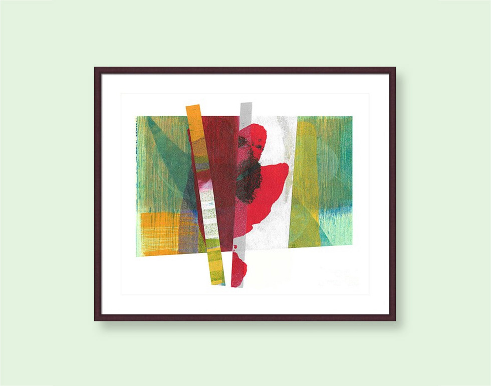 abstract collage colorful contemporary modern monotype painting   paper printmaking