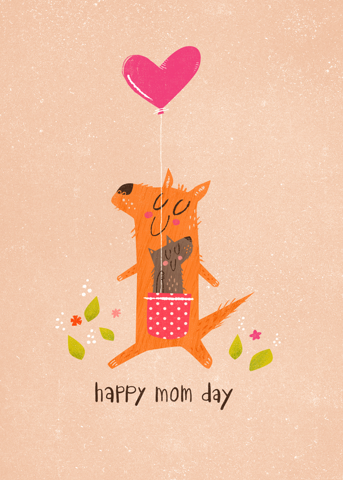 greeting cards stationary cards postcards characters cute vector texture Illustrator Mother's Day Easter Holiday design licensing