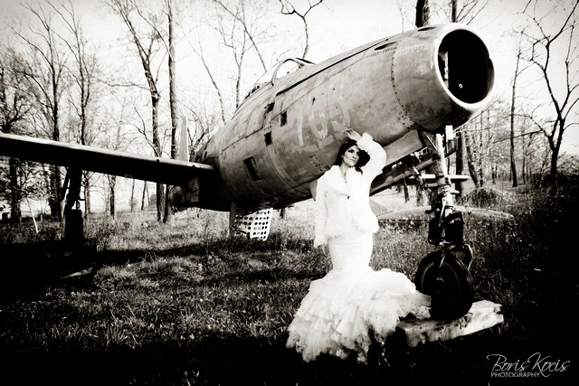 weidding bride White dress woman girl Jet areplane old War Cinema Nature model beauty glamour
