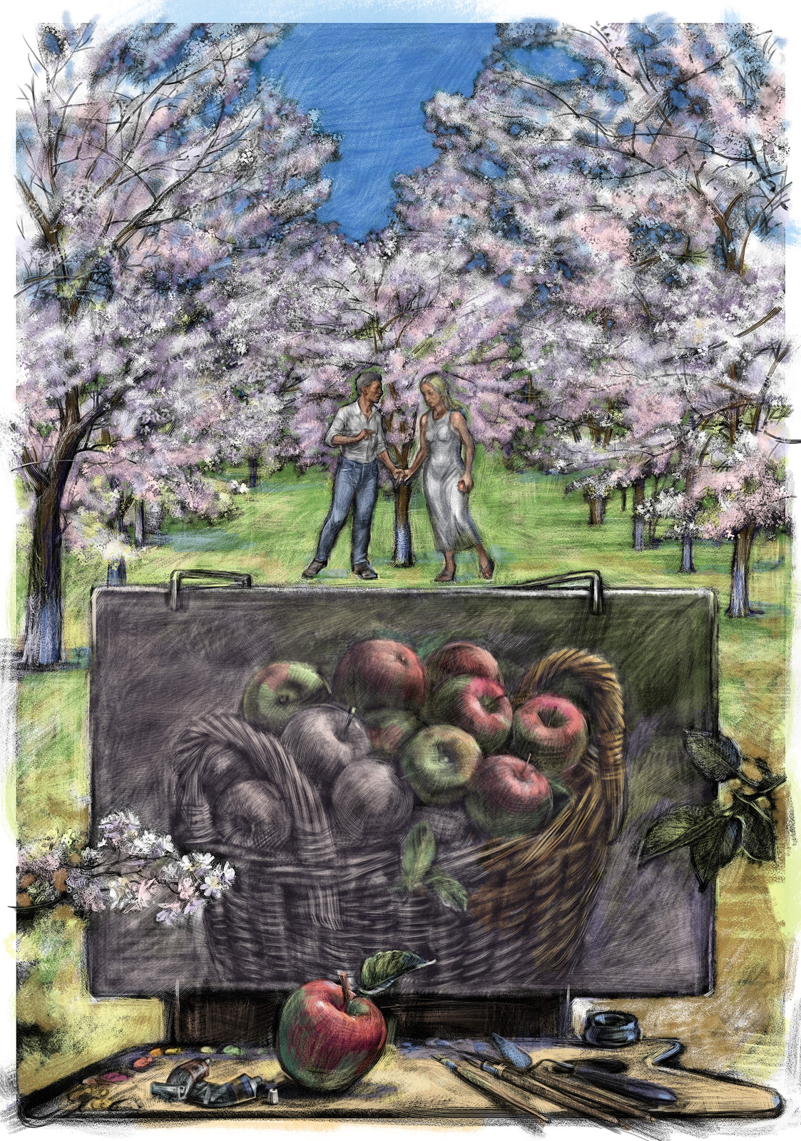 ZapovednikSkazok сказка eden Adam Eve paradise apple blossoms spring fairytale apple