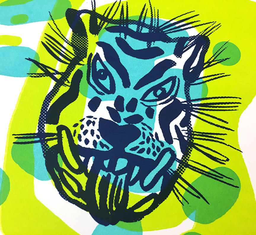 printmaking silkscreen animals maska tigers design ILLUSTRATION  Drawing  natalya balnova Character design 