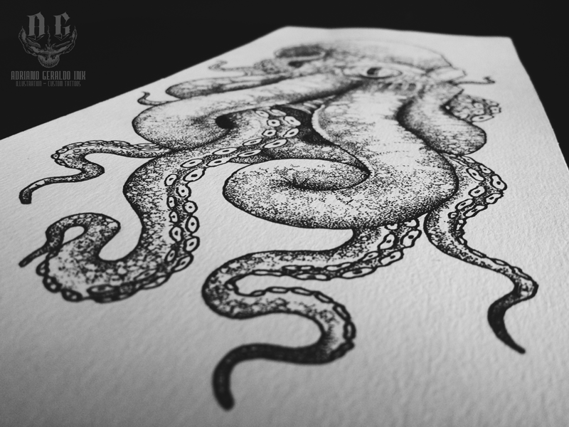 octopus polvo tattoo design darkart blackart  dotwork pontilhismo Ocean Brasil Ilustração Tatuagem octopustattoo