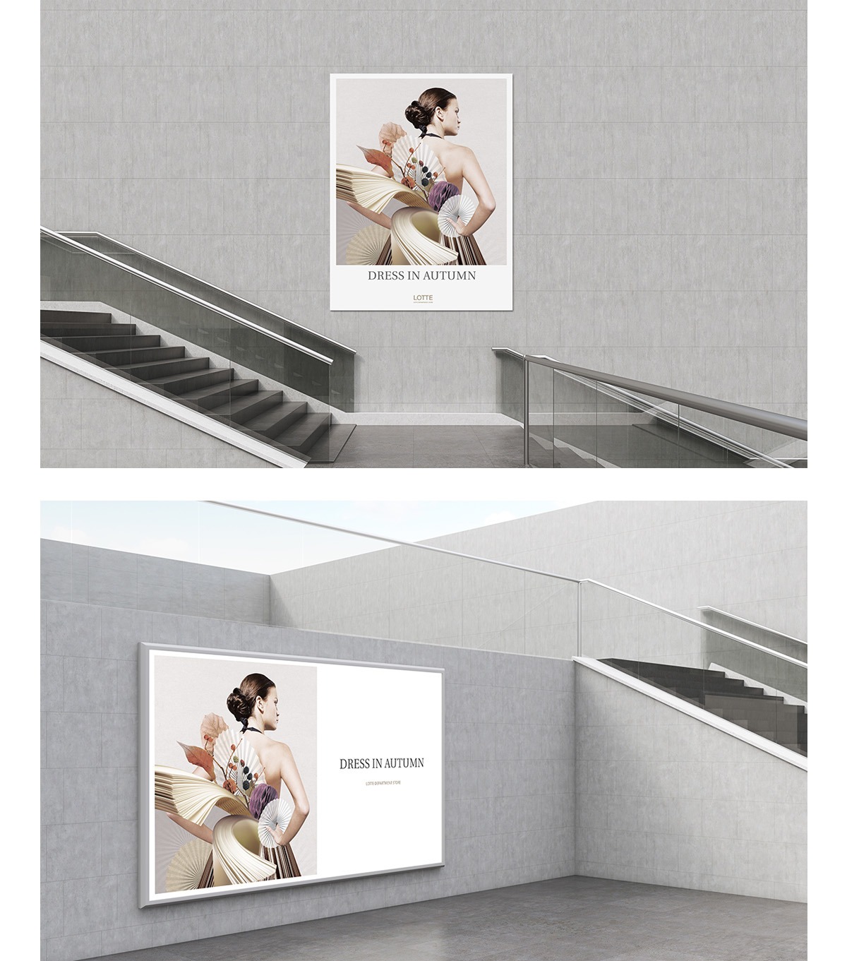 poster autumn Advertising  craft paper art woman design departmentstore Fashion 