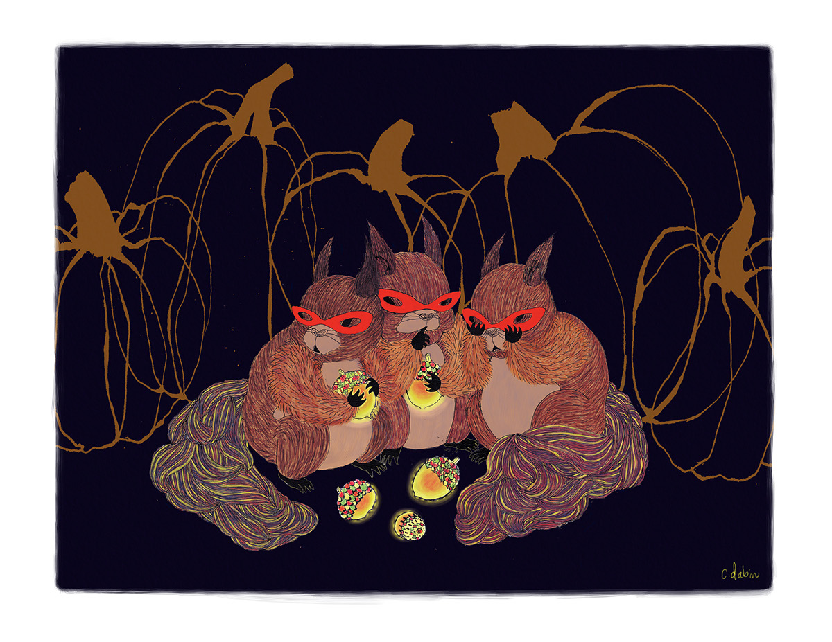 children's book Knitting Squirrels Halloween