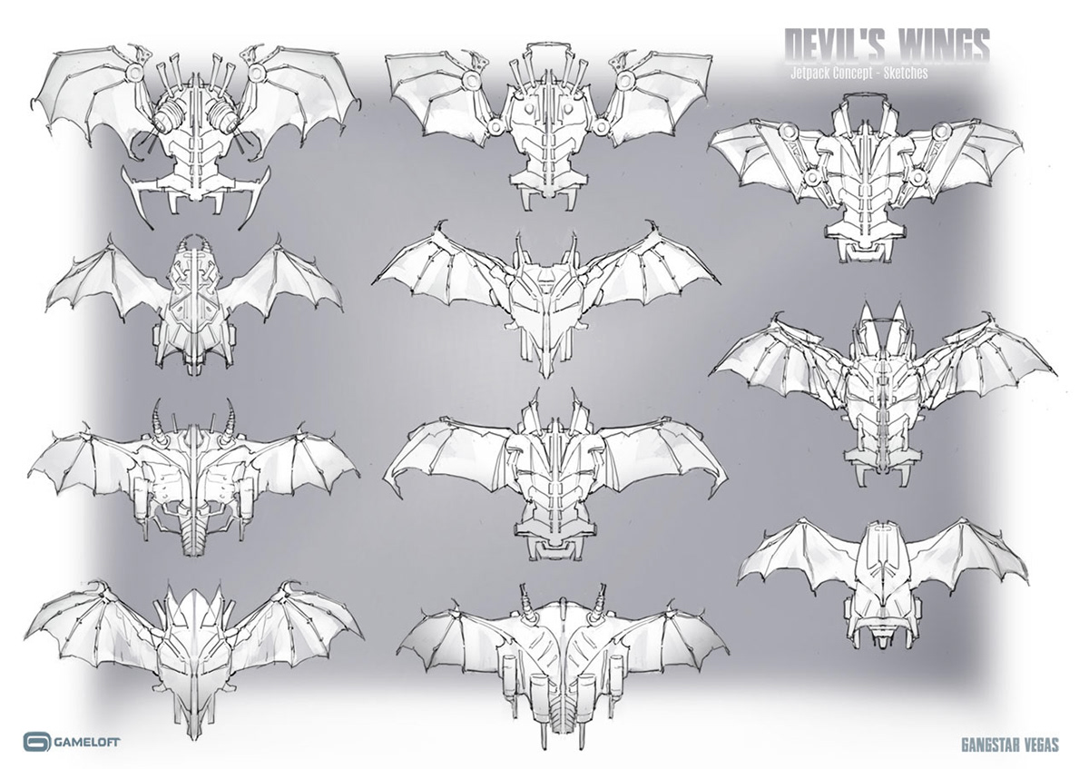 Alina Kapustina alkapustina alkapustina.draws concept Devil Wings gameloft Gangstar Vegas jetpack wings