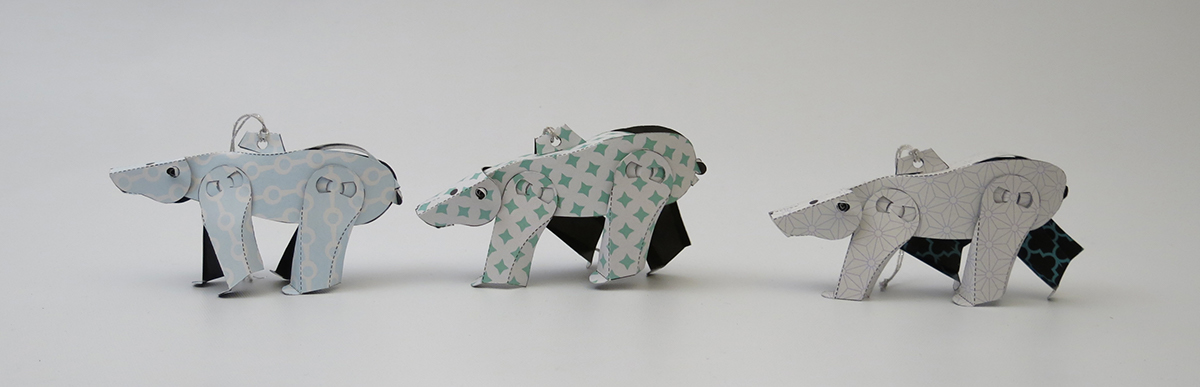 paper engineering paper craft paper toy Polar Bear Orament