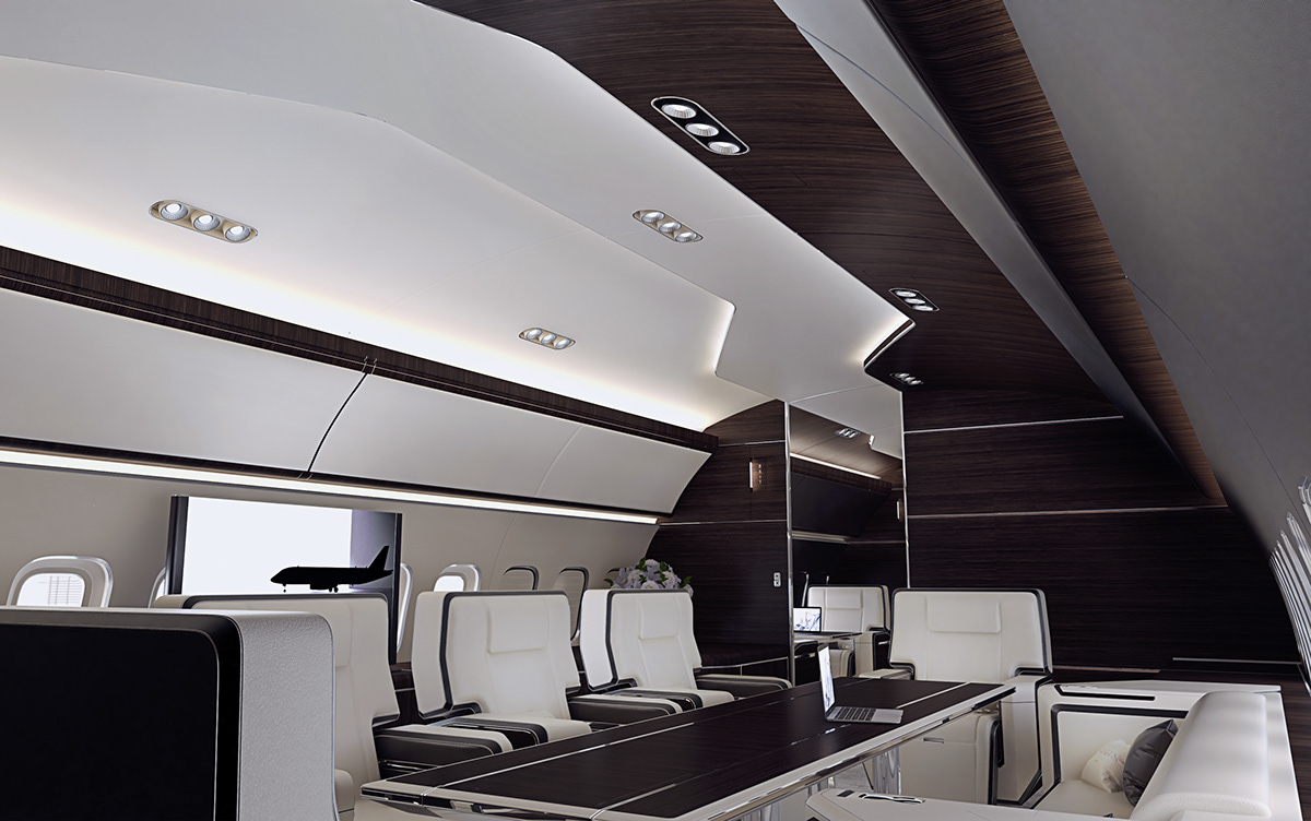 Interior Transportation Design interior design  airplane business Private Jet business jet