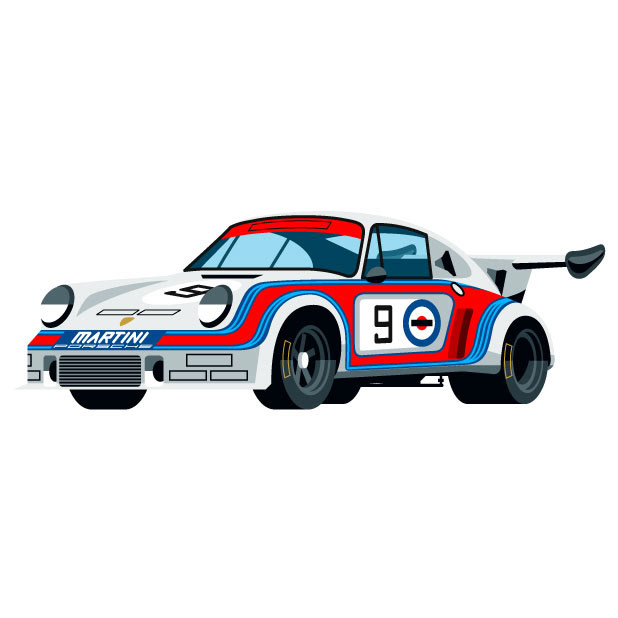 Porsche graphic car automotive   ILLUSTRATION  flat style geometric style race car RSR Porsche 911